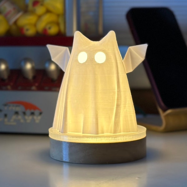 Super Adorable Cat Bat Sheet Ghost LED Light - Free Shipping! -- Ghost Art , Ghost Decor , Cute Gift , Spooky Decor , Halloween Gift