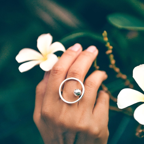 MOON ring Big Ring Open Ring Statement Ring Statement Jewelry Big Circle Ring Funky Ring Statement Silver Ring Unique Silver Ring