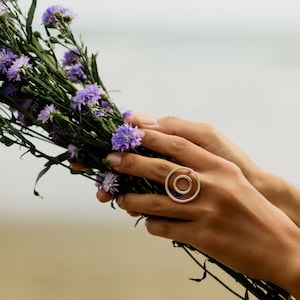 Saturn Ring Big Ring Open Ring Statement Ring Statement Jewelry Round Circle Ring Circle in Circle Ring Two Circle Ring