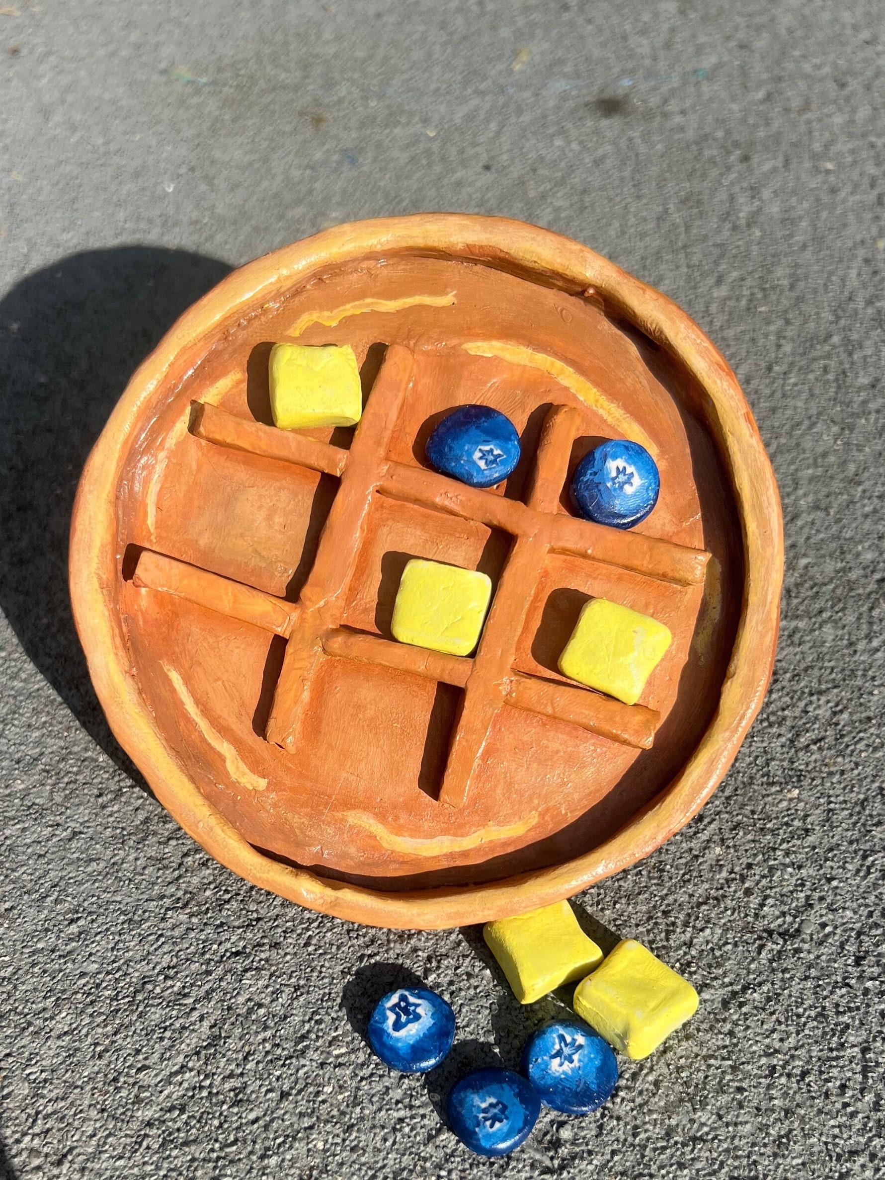 a waffle tic-tac-toe board for my breakfast collection 🤭 #airdryclay , tic tac toe