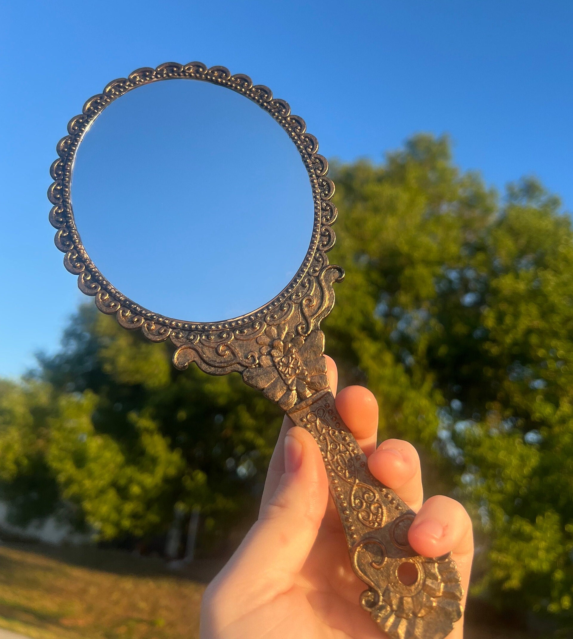 Vintage Style Handheld Mirror, Antique Mirror, Princess Mirror