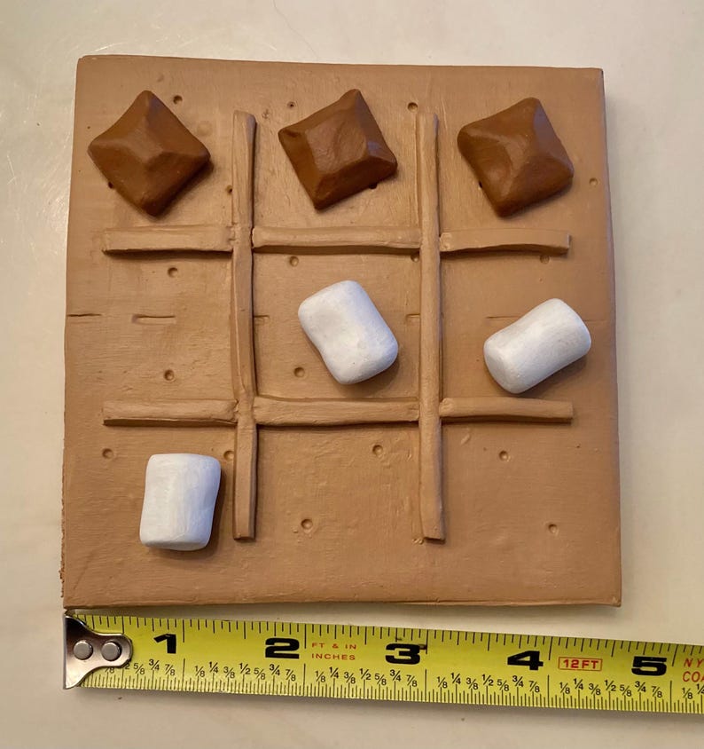 S'mores tic tac toe polymer clay board, centerpiece, food, board game, coffee table decor, birthday gifts for her, bonfire, chocolate image 9