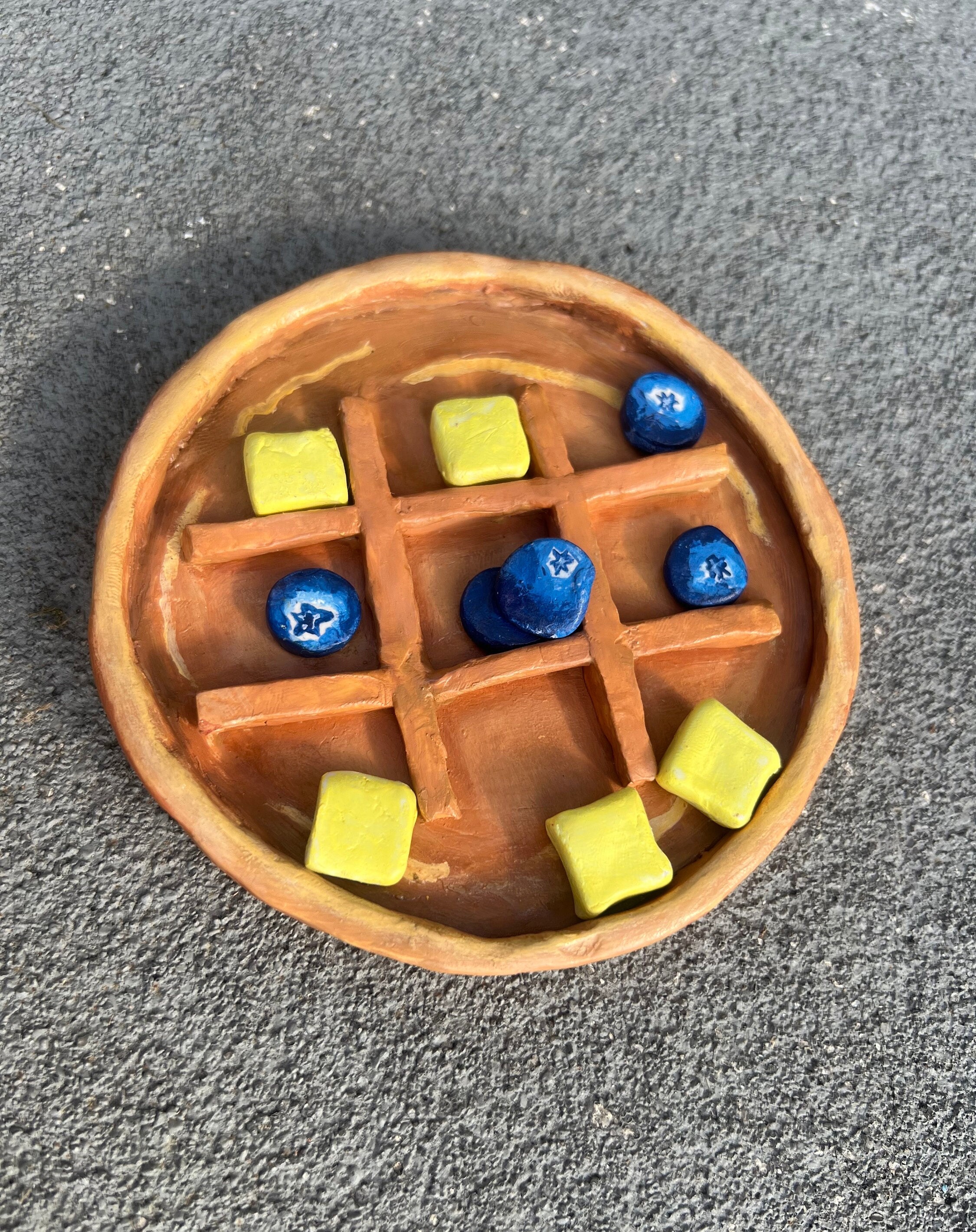 Waffle Tic Tac Toe Board Polymer Clay Centerpiece Food 