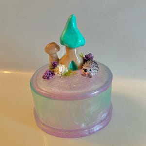 Fairy garden trinket box, jewelry box, handmade resin trinket dish, ring dish desk organizer, jewelry tray dish, mushroom trinket tray