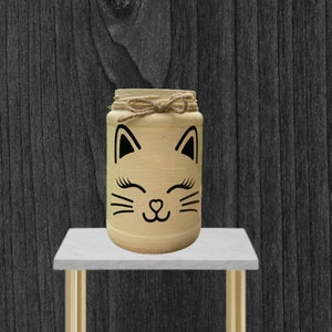 Cat centerpiece, floral arrangement, mason jar centerpiece, crazy cat lady, home decor cat, floral arrangements in vase, cat themed gifts, image 2