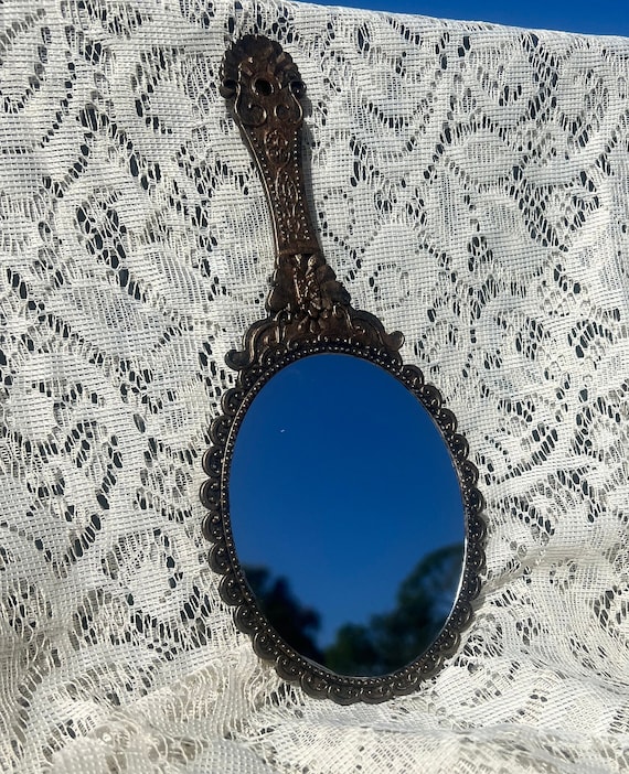 Vintage Style Handheld Mirror, Antique Mirror, Princess Mirror