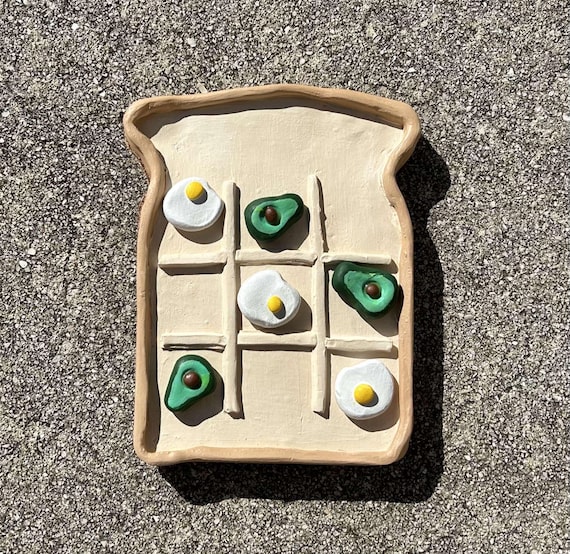 Avocado Toast Tic Tac Toe, Polymer Clay, Centerpiece, Food, Board