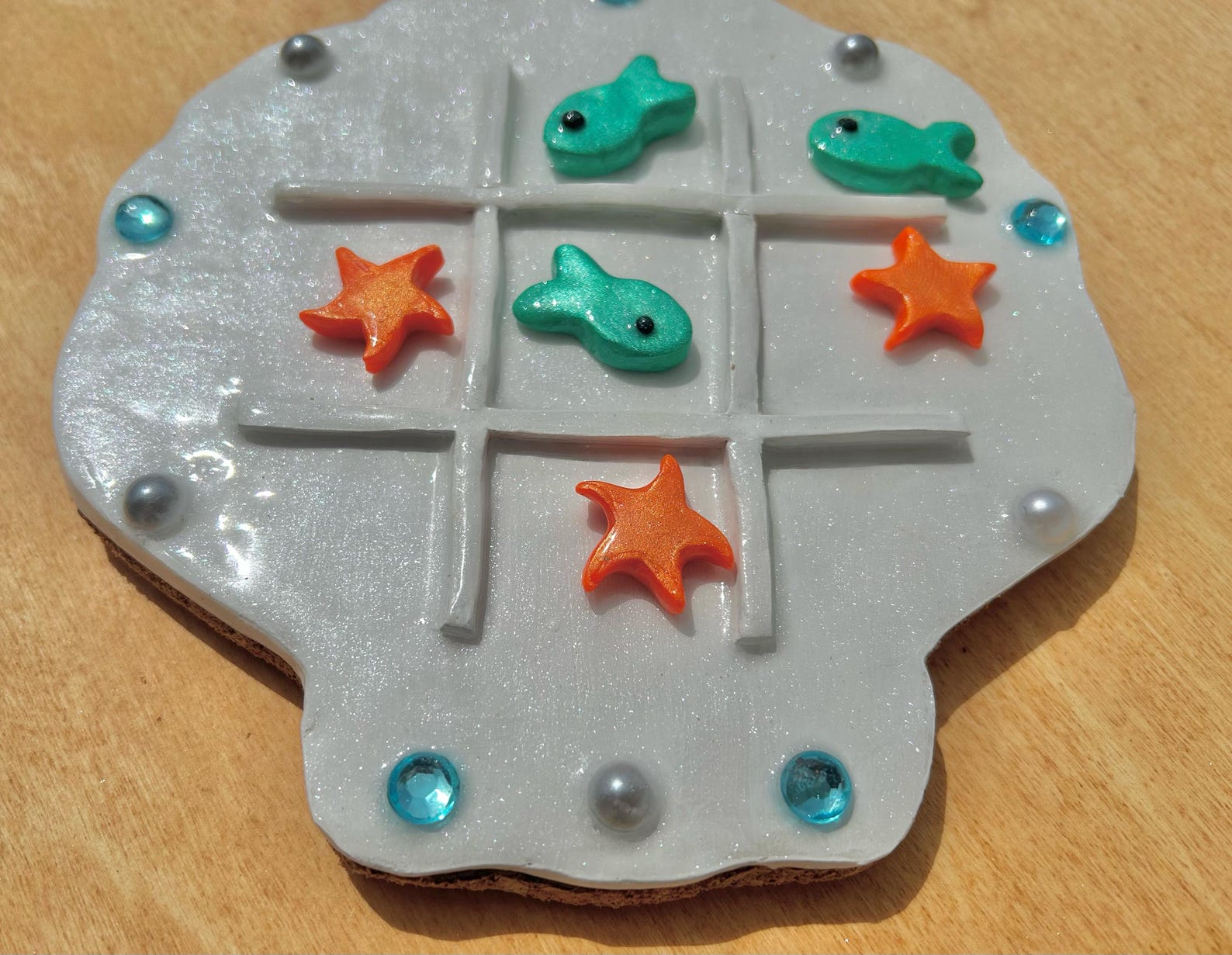 Tic Shells Sea Shell Tic Tac Toe Board, Ocean Decor, Starfish Game, Board Game ...