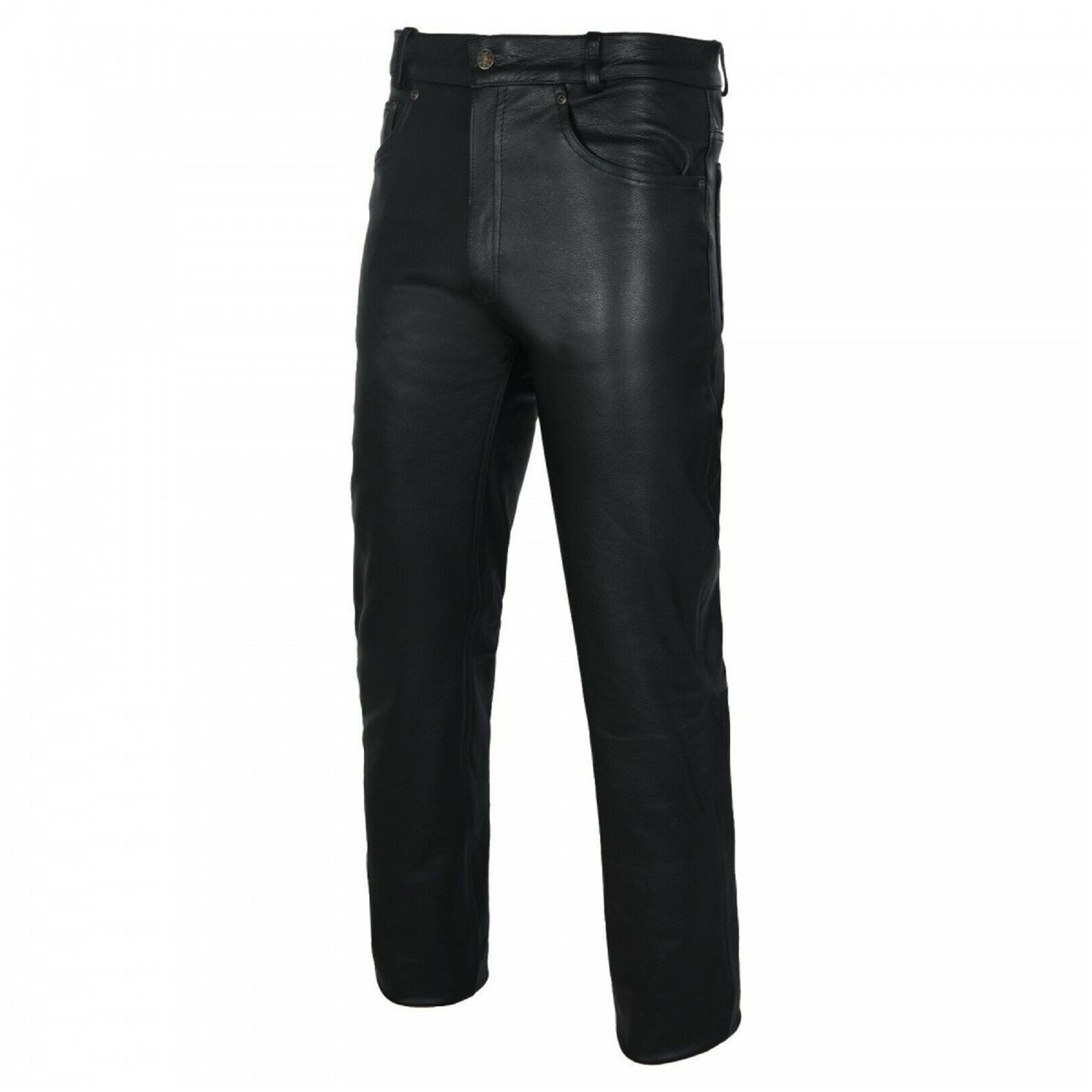 Men’s Black Genuine Leather Pants with Belt main image 1