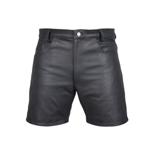Homme Chasteté Bondage Short Real Cuir Noir Verrouillage Arrière Zip Homme Chasteté Bondage Short Real Cuir Noir Verrouillage Arrière Zip