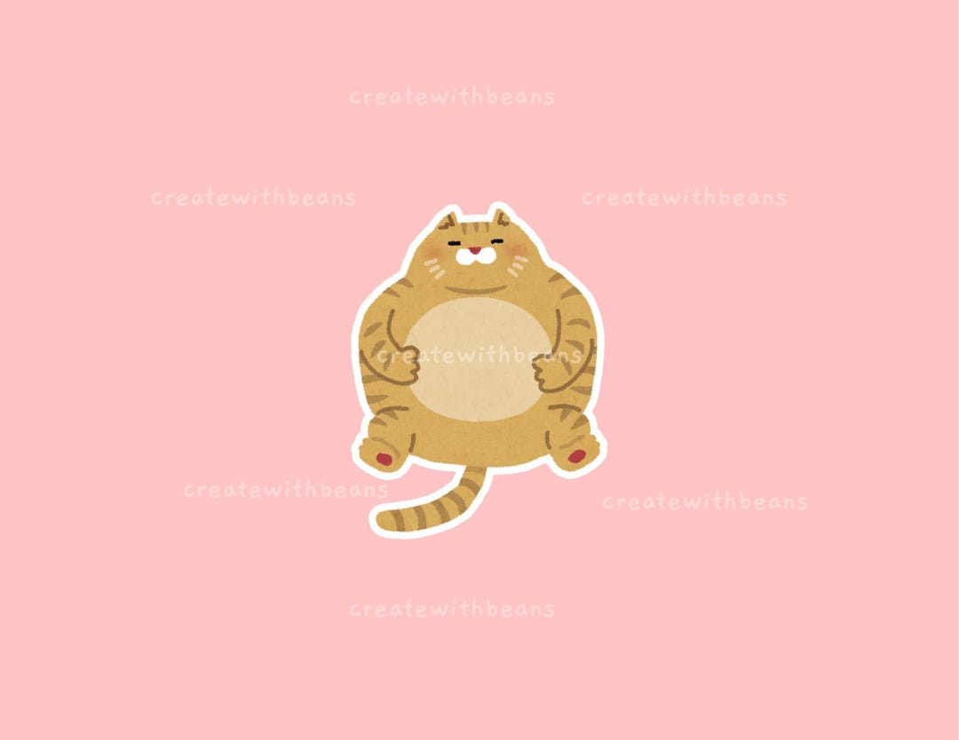 Fat Cat Sticker - Etsy