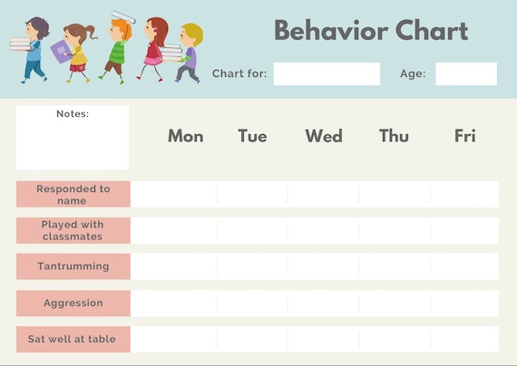 Behavior Chart Printable | Etsy UK