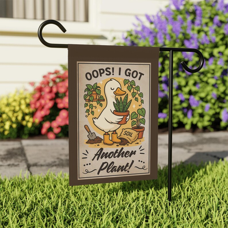 Oops I Got Another Plant Garden Flag, Funny Duck Garden Flag for Plant Lovers, Outdoor Yard Flag for Gardeners & Houseplant Addicts afbeelding 5