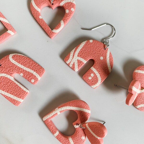 The Valentine’s Collection | Peach Line Slab | Lightweight Handmade Polymer Clay Earrings | The Beth Earring | The Sloane Earring