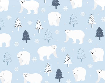 Christmas Wrapping Paper: Blue Polar Bears {Gift Wrap, Birthday, Holiday, Christmas}