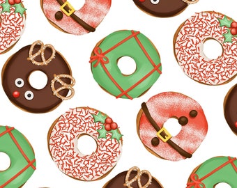 Christmas Wrapping Paper: Christmas Donuts {Gift Wrap, Birthday, Holiday, Christmas}