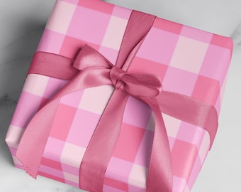 Preppy Wrapping Paper: Pink Gingham {Gift Wrap, Birthday, Holiday, Christmas}