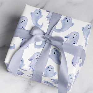 Halloween Ghost Wrapping Paper: Cute Ghost Gift Wrap, Birthday, Holiday, Autumn, Fall, Halloween, Thanksgiving, Christmas image 1