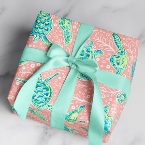 Preppy Wrapping Paper: Sea Turtle Tides {Gift Wrap, Birthday, Holiday, Christmas}