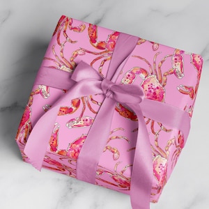 Preppy Wrapping Paper: Pink Crabs {Gift Wrap, Birthday, Holiday, Christmas}