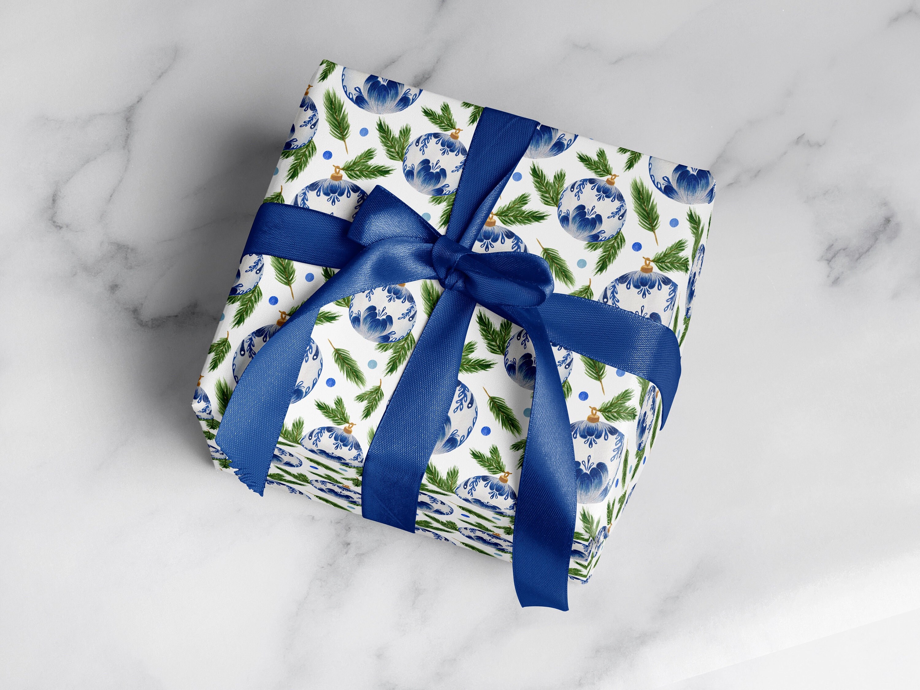 Beautiful Christmas Wrapping Paper Blue and White Christmas Gift