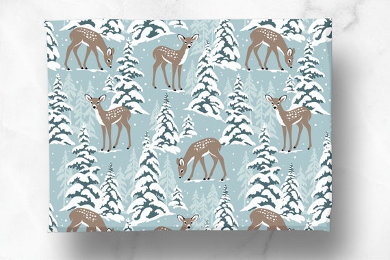 Christmas Name Wrapping Paper - Woodland Animal Deer, Baby, Kids