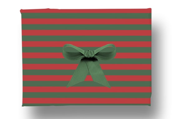 Modern green and red stripes matte Christmas Wrapping Paper