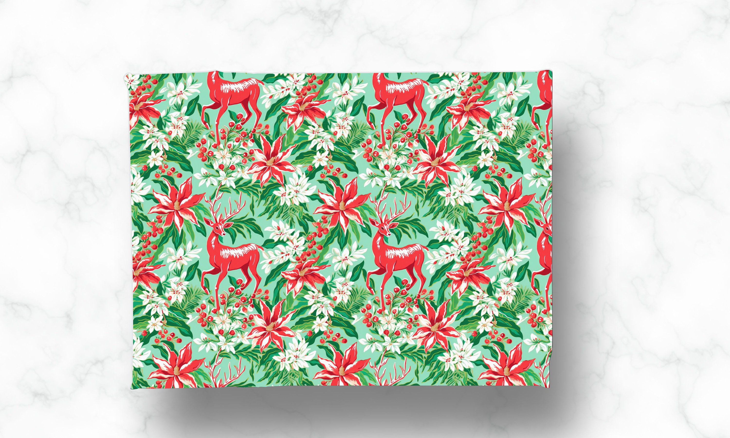 Preppy Christmas Wrapping Paper: Red and Green Ornaments gift Wrap