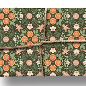 Christmas Wrapping Paper: Orange Slices and Gingerbread Men {Gift Wrap, Birthday, Holiday, Christmas}