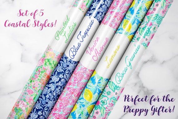 Preppy Wrapping Paper SET: Preppy SET 5 Sheets of Each 25 Sheets