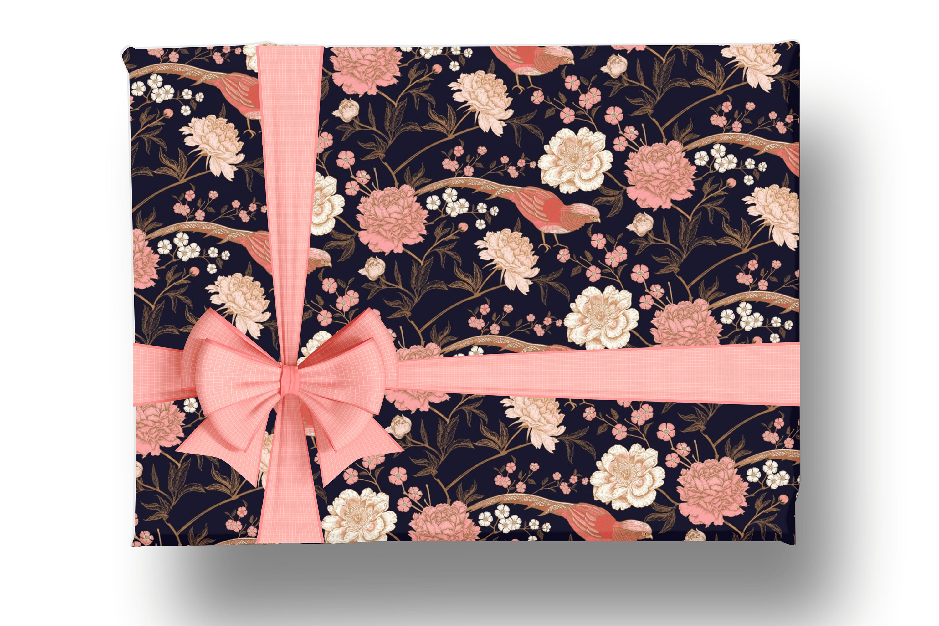  Current Birds on Black Christmas Rolled Wrapping Paper