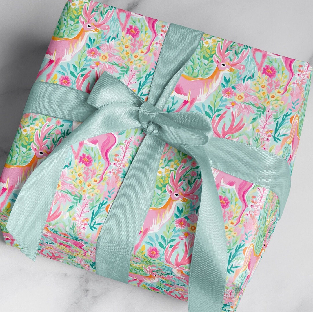 Pink Flower Wrapping Paper - Mini Roll - Paper Gift Wrap Papers