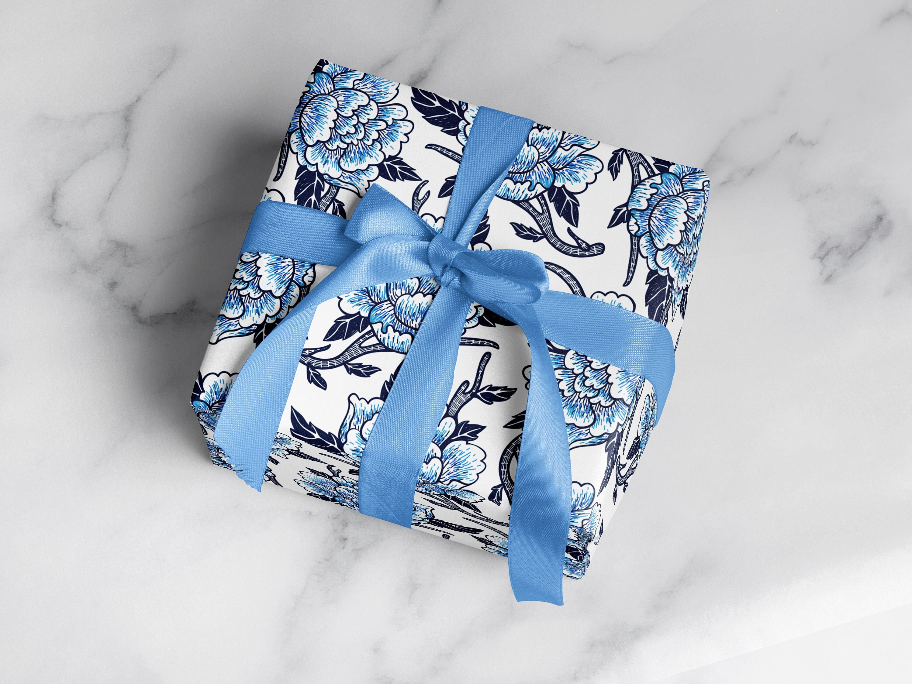 Preppy Blue And White Boy Baby Shower Wrapping Paper Sheets
