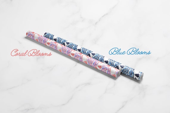 Wrapping Paper: Blue Blooms gift Wrap, Birthday, Holiday, Christmas 