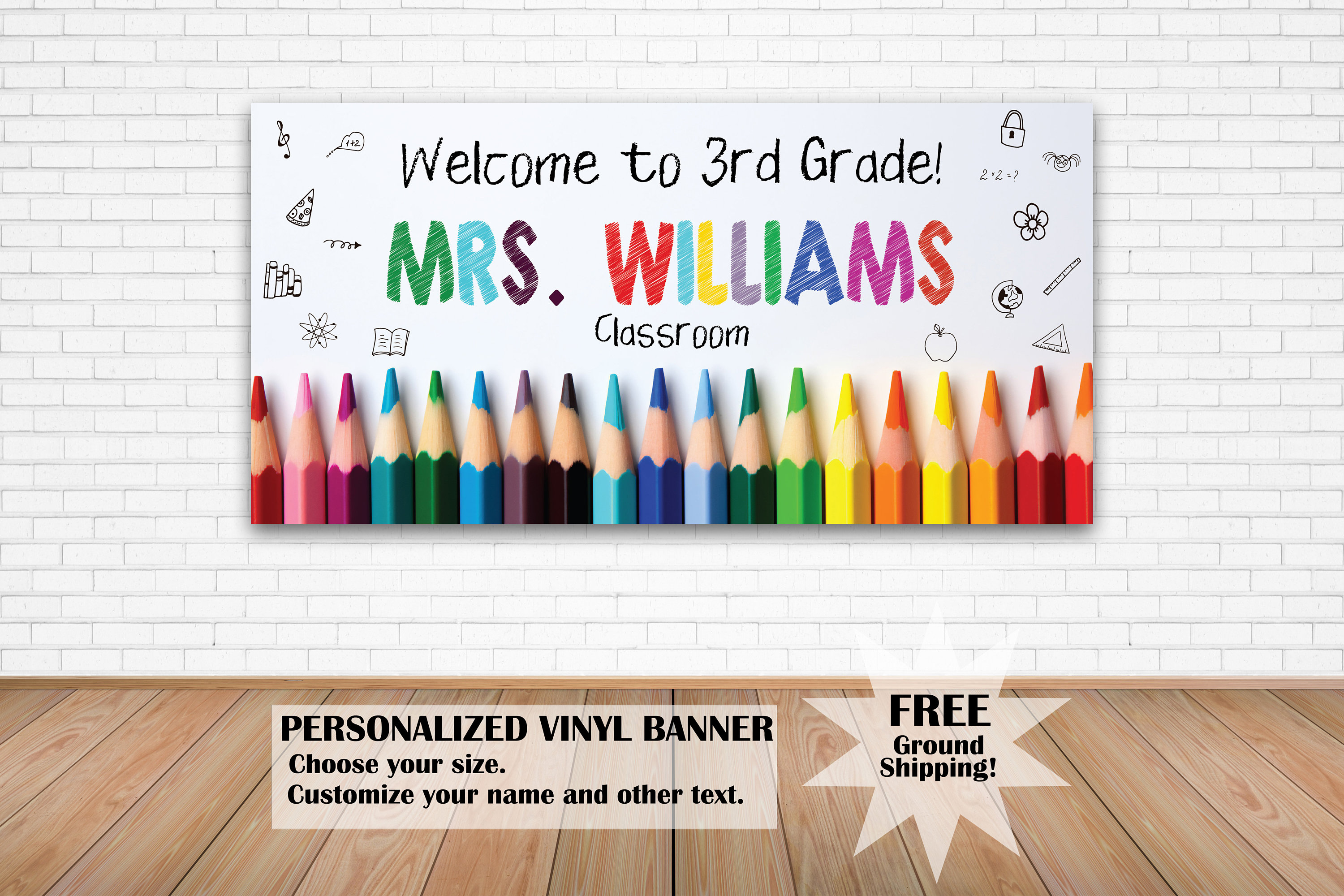 Back To School Banner for Classroom, Welcome Class Poster, New Teacher Sign, Colorful Grade School Elementary Classroom Door Decorations