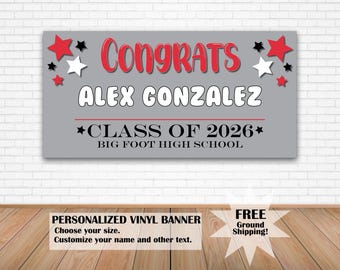 Class of 2026 Graduation Vinyl Banner, Personalized Grad Party Decor, High School or College Graduation Yard Sign