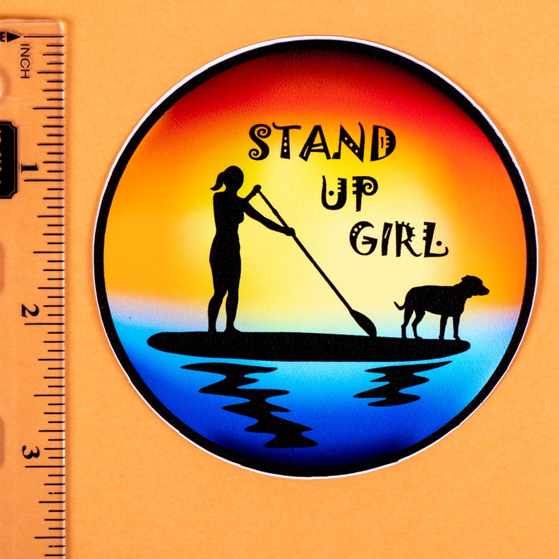 Paddle Board Sticker, SUP Paddle Board, SUP Sticker, Gift For Outdoorsy Girl, Dog Sticker For Car Window, Kayaking Decal, For Water Bottle image 4