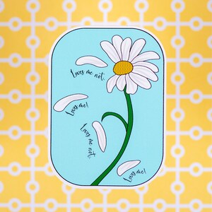 Loves Me Loves Me Not Vinyl Sticker Cute Flower Gift for Boyfriend Girlfriend Decal for Water Bottle or Journal Sticker Floral Love Symbol
