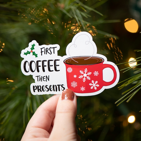 Christmas Sticker Gift For Coffee Lover Decal Funny Teenage Girl Stocking Stuffer Holiday Sticker for Planner Secret Santa Gift for Coworker