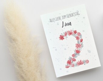 Personalized Birthday Card | Postcard "flower number" for children and adults | DIN A6