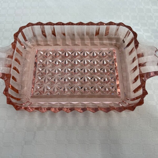 Pink Depression Glass Tray Etsy
