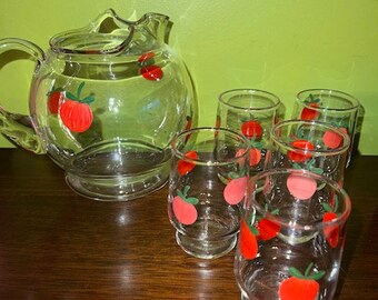 Vintage Juice Pitcher and Glasses