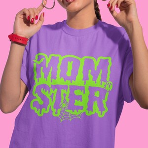 Neon Green Momster Tee, Halloween Mom Shirt, Halloween tee, Halloween Gifts, Fall shirt, Funny Halloween Shirt,Pumpkin Shirt, Comfort colors