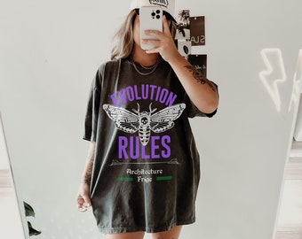Evolutie regels T-shirt | Stedelijke streetwear | Alt Kleding | Uniseks-streetwear | Grafische T-shirts | Comfortkleuren T-shirt