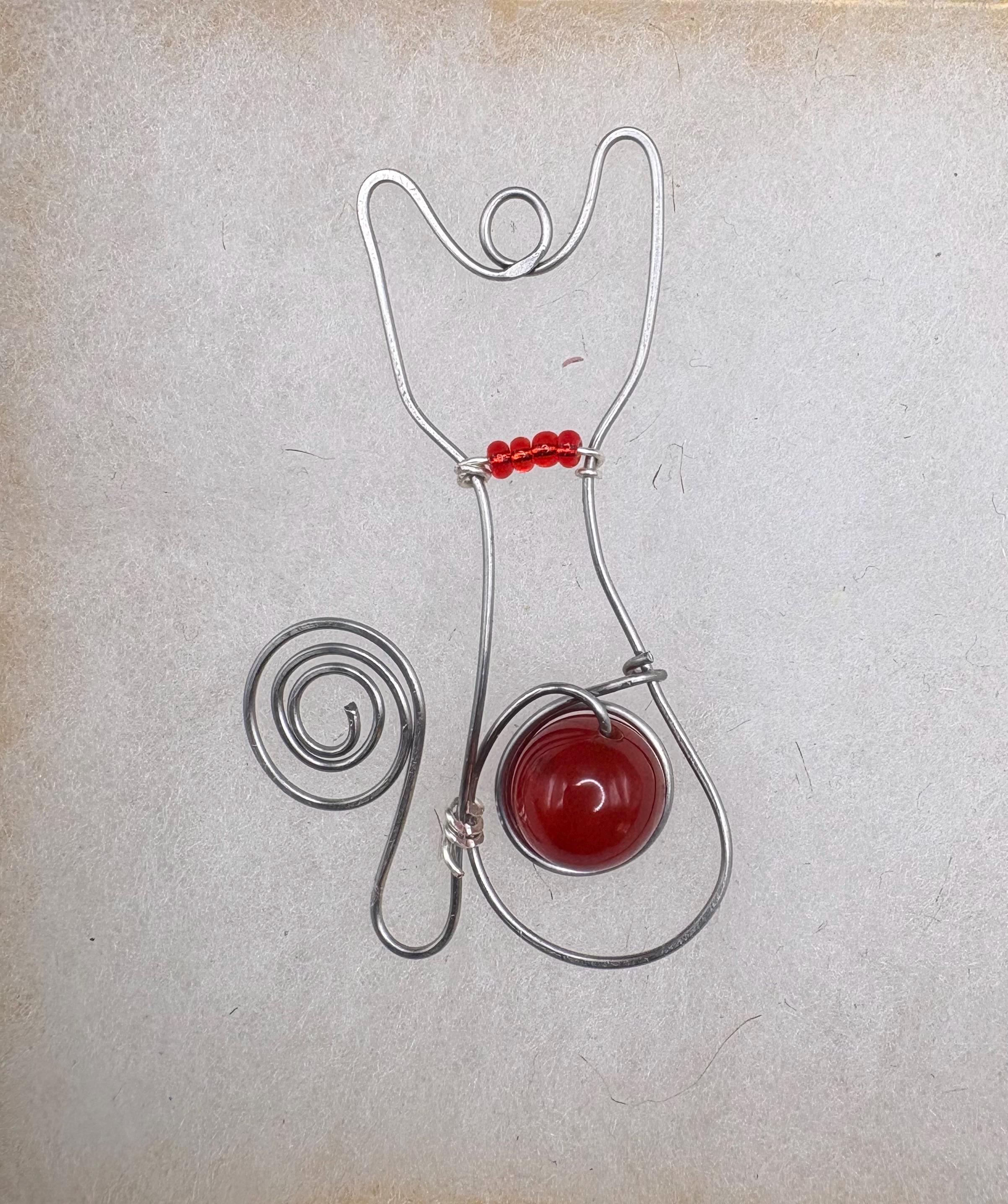 Whimsical Wire Wrapped Kitty Cat Pendant image 3