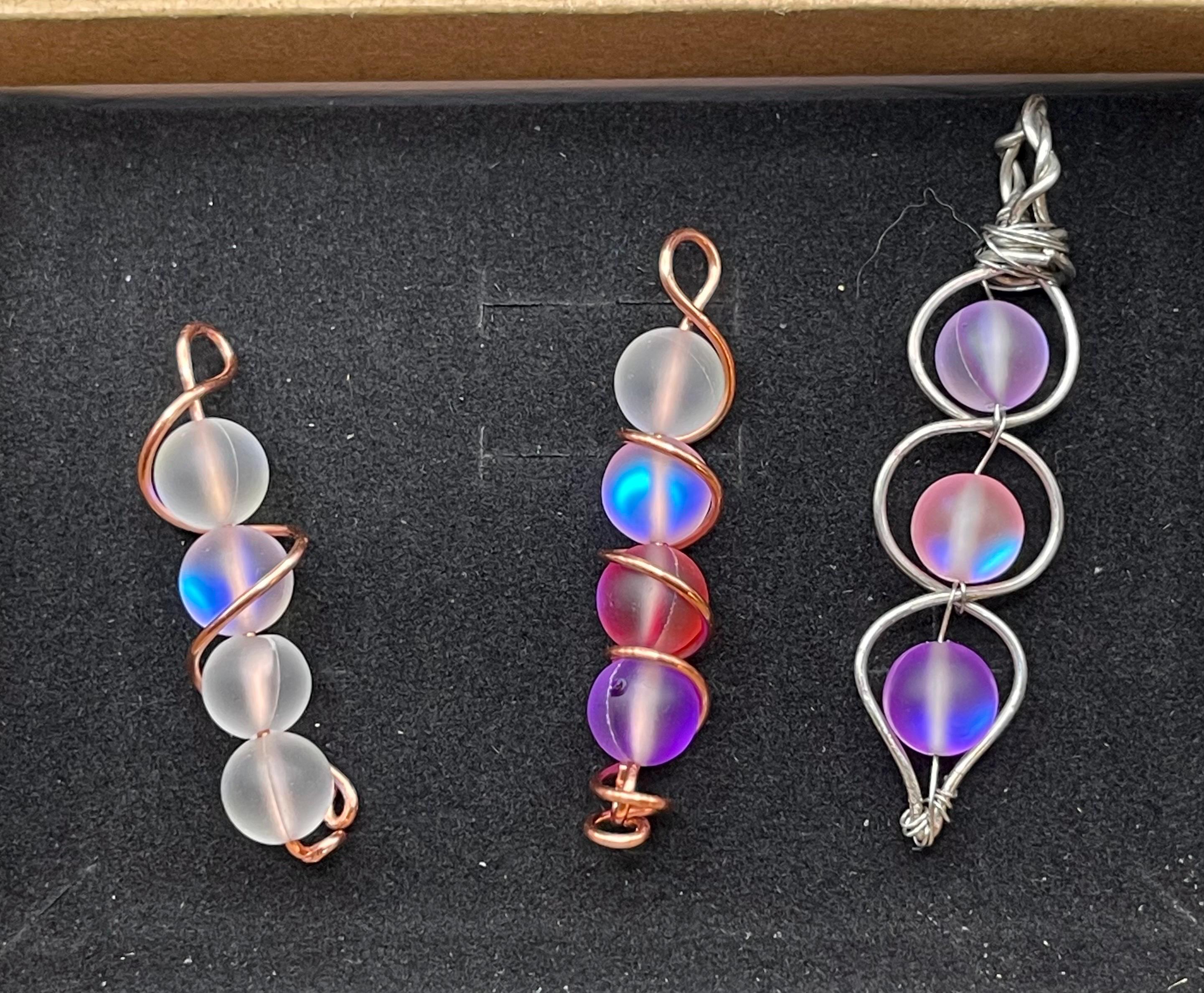 Aura Bead Wire Wrapped Pendant, Iridescent Glass Bead Necklace image 2
