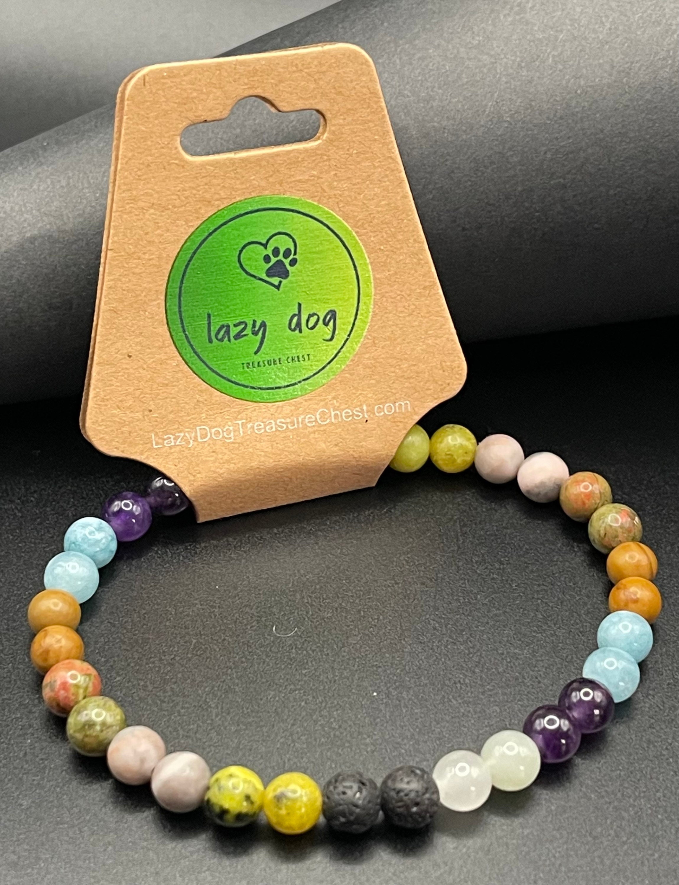 Handmade Gemstone Stretch Bracelet | Clear Quartz, Amethyst, Aquamarine, Lava Stone image 4