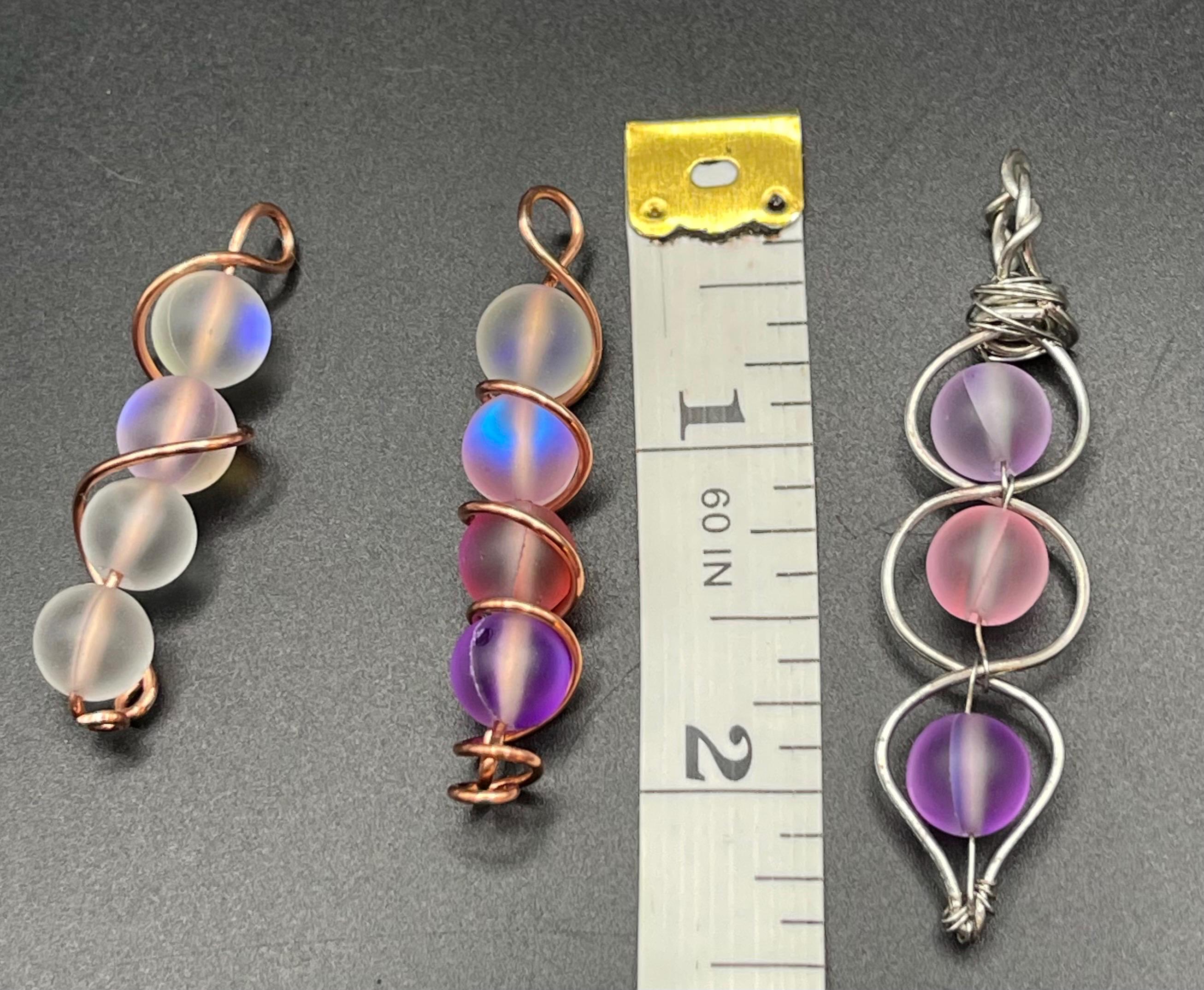 Aura Bead Wire Wrapped Pendant, Iridescent Glass Bead Necklace image 6