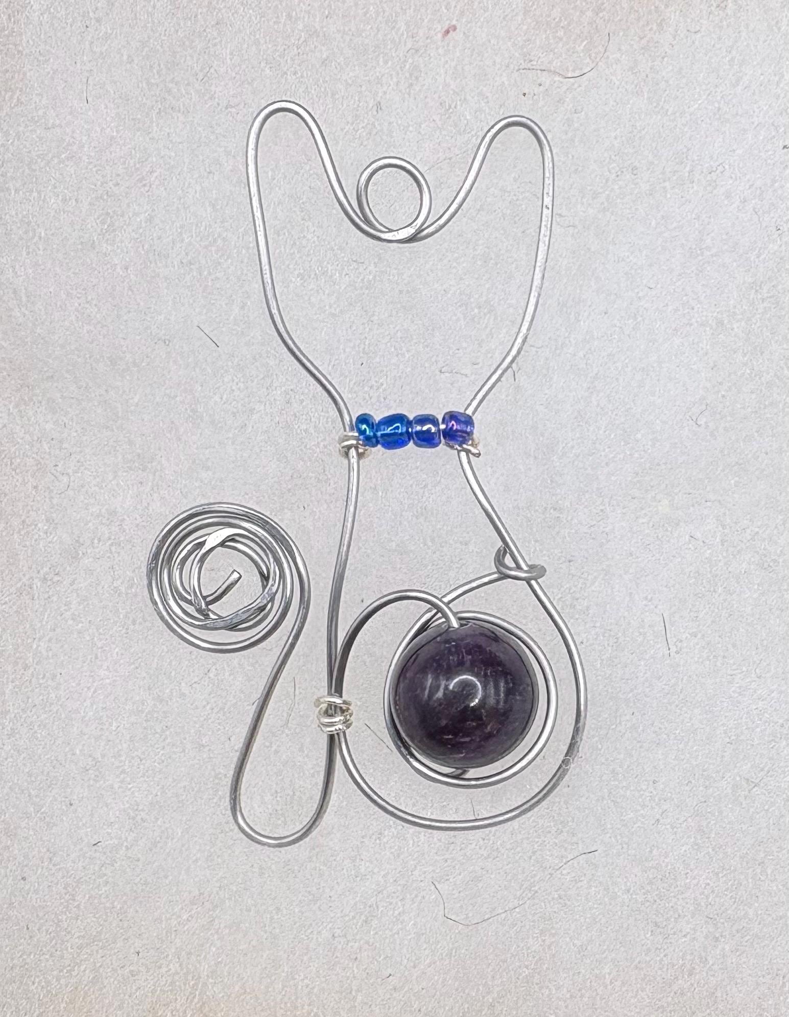 Whimsical Wire Wrapped Kitty Cat Pendant image 4