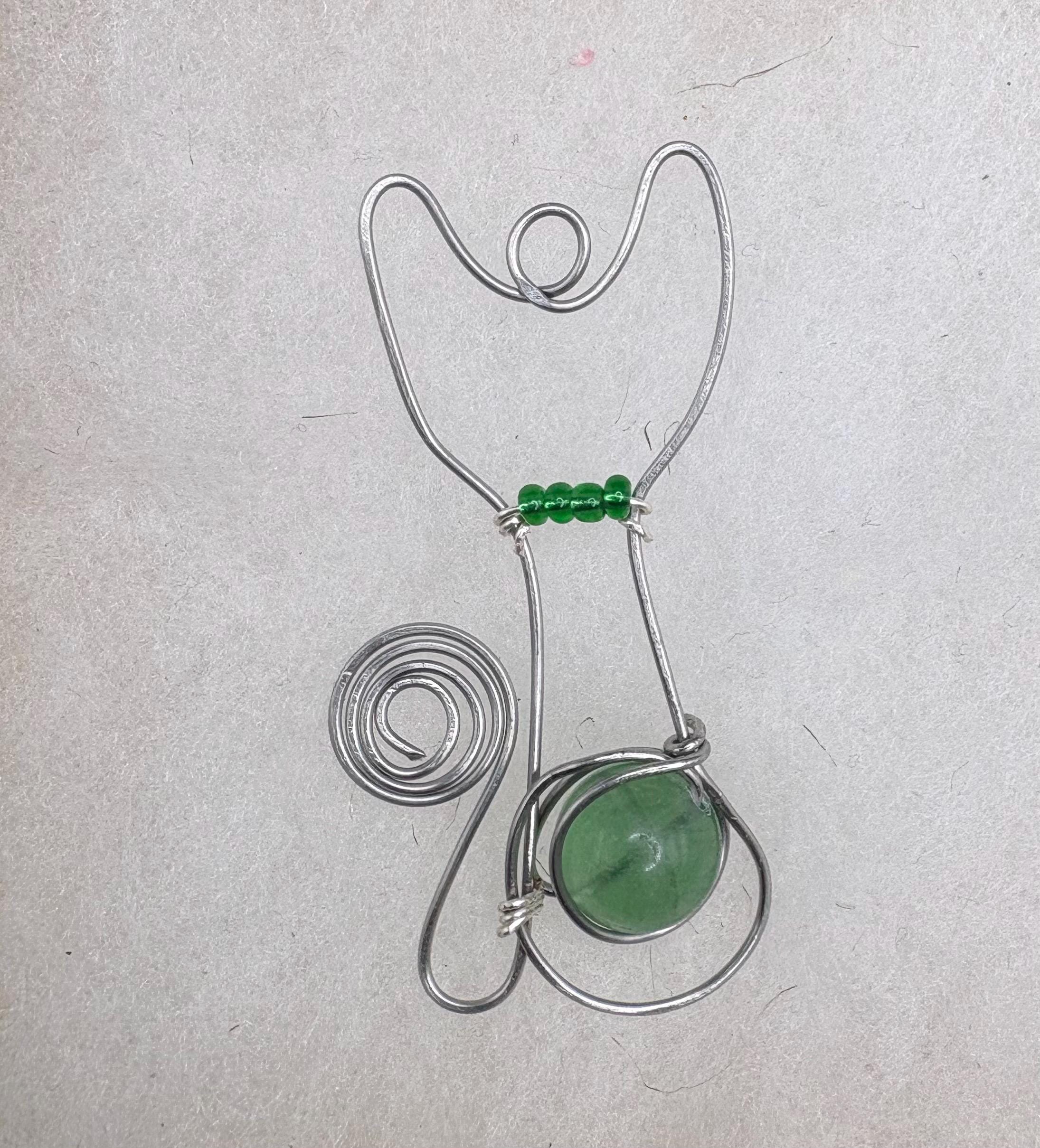Whimsical Wire Wrapped Kitty Cat Pendant image 5